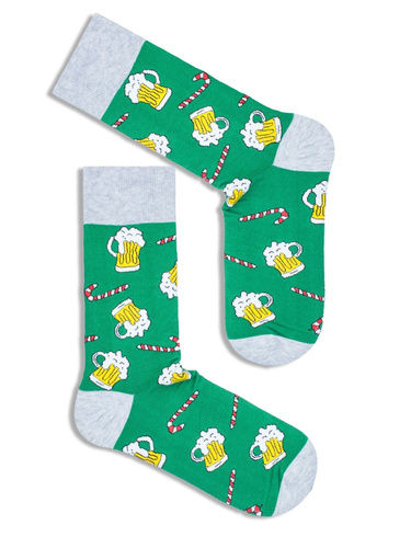 1290.005 Beers and Sugar Sticks - pánské vánoční ponožky Milena, zelené