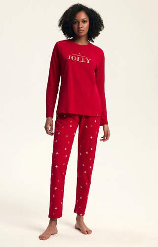 43718 Dotie Christmas Henderson dámské pyžamo červené - dlouhý rukáv a kalhoty