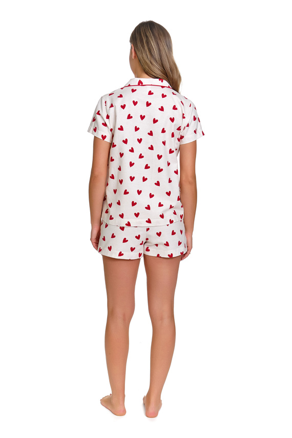 Dámské pyžamo 7441 Doctor Nap bavlněné šortky s krátkým rukávem a knoflíky ve tvaru srdce