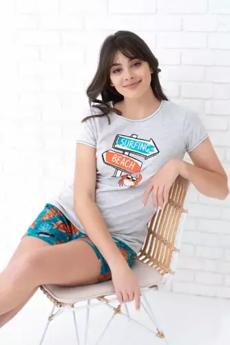 Oceania Dámské pyžamo s krátkým rukávem, šortky Italian Fashion- melange/print