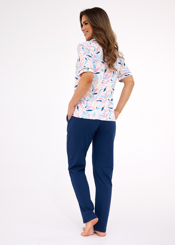 696/453 Cornette Anette dámské pyžamo | Bavlna, otevřený přední díl, dlouhý spodní lem, krátký rukáv