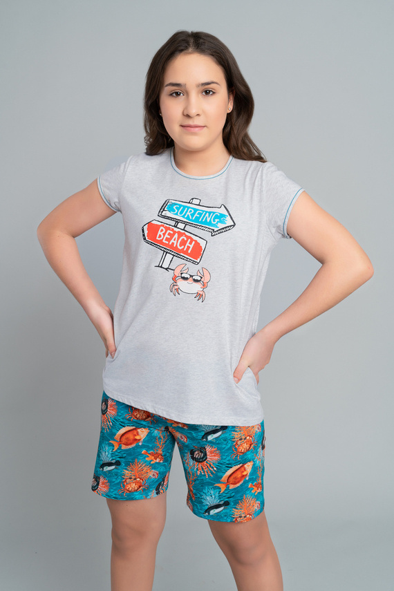 Oceania Dívčí pyžamo Italian Fashion - melanž/potisk