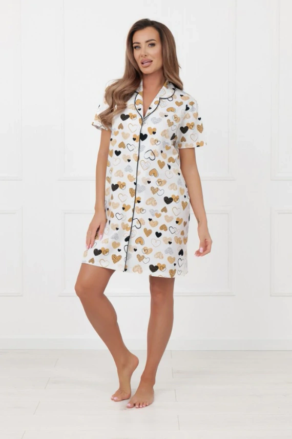 Dámská noční košile Soreno Italian Fashion - bavlna, knoflíky, krátký rukáv