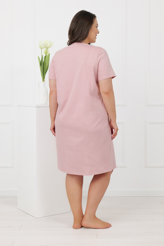 Hemaria Italian Fashion bavlněná noční košile dámská plus size pudrově růžová