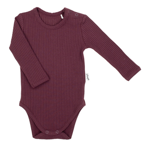 217097 Bavlněné body Alisa Nicol - vínové, žebrované, dlouhý rukáv