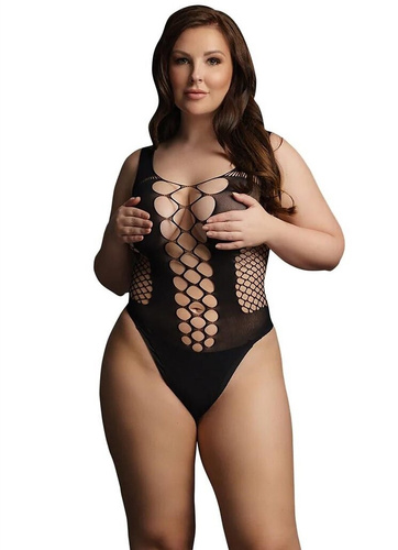 Body DES019 Le Désir černé body s výřezy a výstřihem S-L, XL-4XL