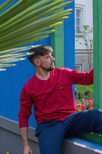 683 Kevin Forex Pánské pyžamo - bordó - tmavě modré