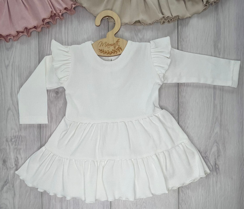 Mamatti SP502 Dívčí šaty s motýlkovými rukávy 97% - ecru