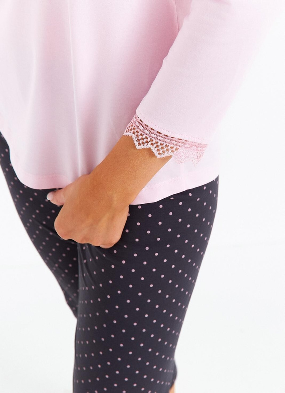 Dámské pyžamo Cana 481 3/4 růžové - bavlna, 3/4 rukáv, pohodlné