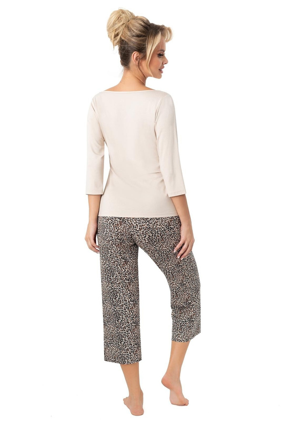 Omari 3/4 Dámské pyžamo Donna beige - 3/4 rukáv, 95% viskóza, lehké a ženské