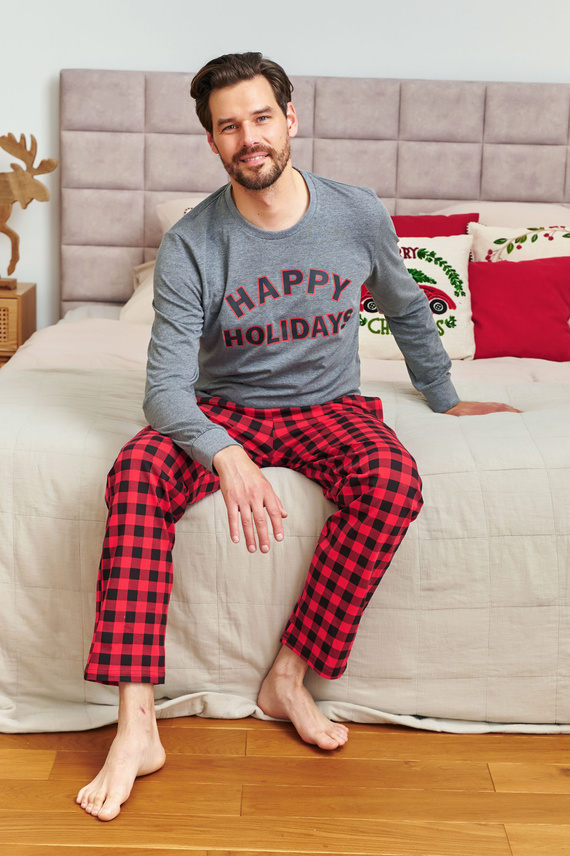 7344 Pánské tmavě šedé pyžamo Doctor Nap - 100% bavlna