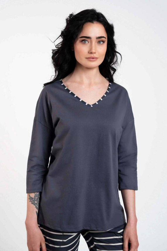 Betty Dámské pyžamo 3/4 rukáv, dlouhé kalhoty Italian Fashion - grafitový/grafitový potisk