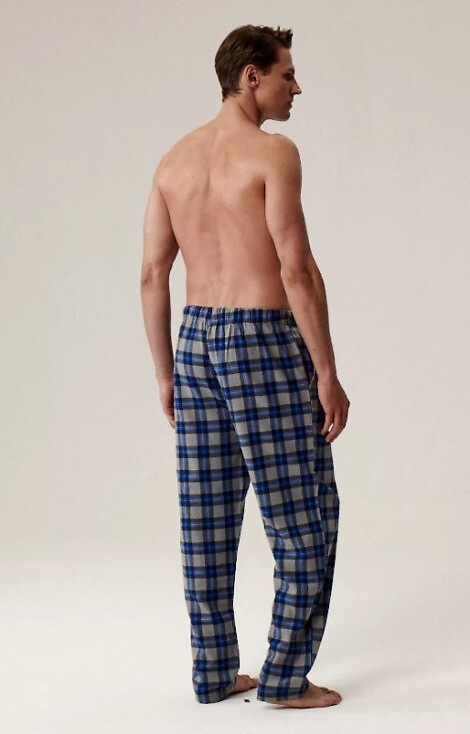 NMB -045 Atlantic grey - pánské kostkované flanelové pyžamové kalhoty