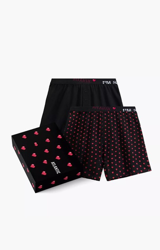 2GMB-011 Pánské boxerky Atlantic - bavlna, potisk srdce, 2 balení