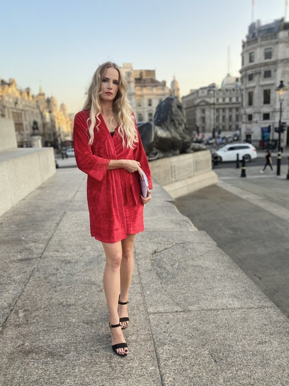 457 Milagros Dámský krátký župan Forex - červený