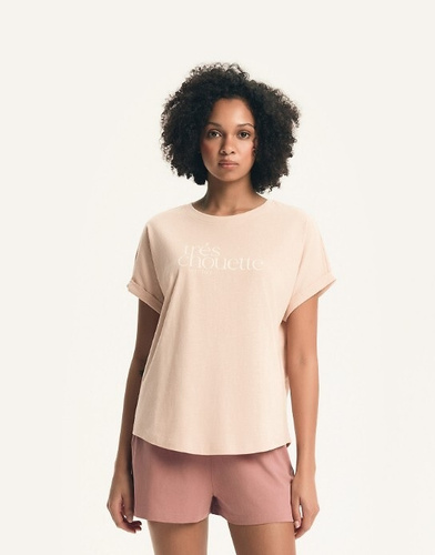 Dámské pyžamo 44487 broskvová Emela Henderson - Bavlna, krátký rukáv, šortky, nastavitelný pas