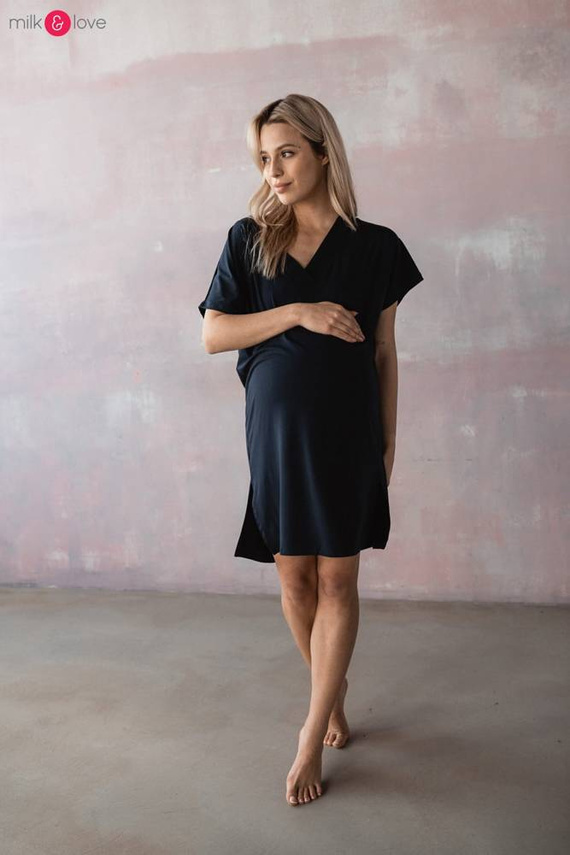 Moon bambusowa koszula nocna ciążowa i do karmienia Milk&Love granatowy