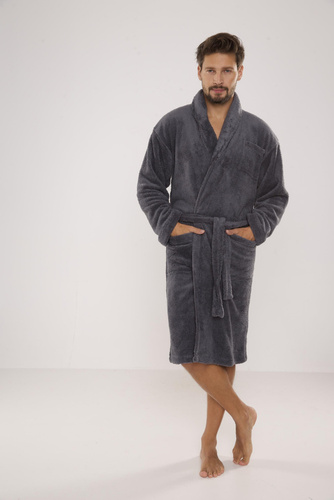811 De Lafense pánský plyšový župan - šedý