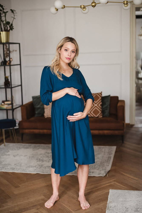 Lovely Dress Midi rękaw 3/4 sukienka ciążowa i do karmienia Milk&Love poseidon