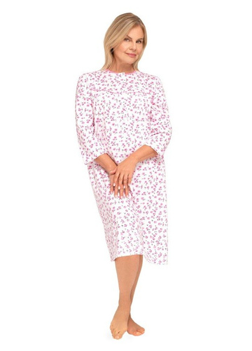 Bogna II 204 Noční košile Martel růžová 31- bavlněná noční košile s dlouhým rukávem, zapínání na knoflíky, ideální jako dárek pro babičku