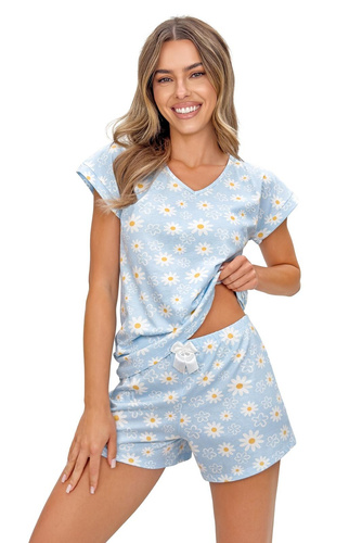 Pyžamo Margaret Short Donna bavlna květinový potisk krátký rukáv