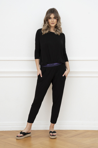 Styl Dámská souprava s 3/4 rukávy, délka.kalhoty Italian Fashion černé