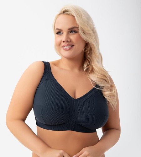 Měkká podprsenka s kosticí K 973 Nela Gorsenia navy blue - pohodlná podprsenka pro plné poprsí