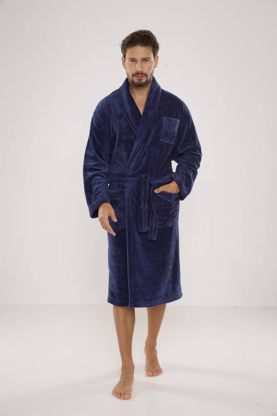 811 De Lafense pánský plyšový župan - džínový