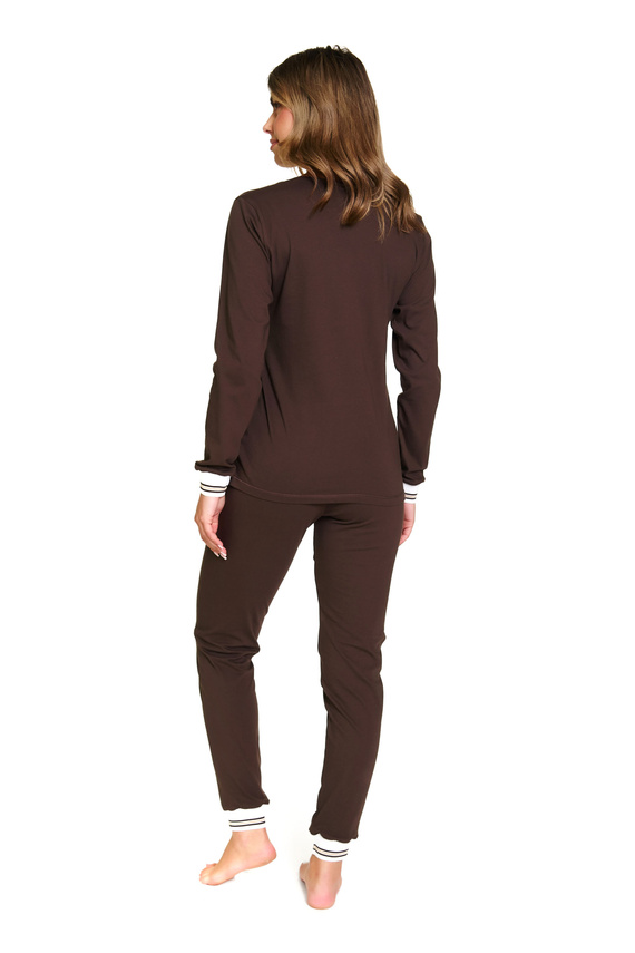 Doctor Nap 4504 - Dámské žebrované bavlněné pyžamo - každodenní styl a pohodlí - hnědé barvy