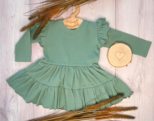 Mamatti SP505 Dívčí šaty s motýlkovými rukávy 97% bavlna