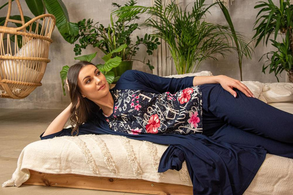 676 Dámské pyžamo s podrážkou Forex - tmavě modré