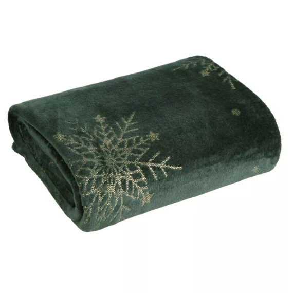 Eurofirany Vánoční přikrývka zelená - měkký přehoz z mikrovlákna, 240 g/m²