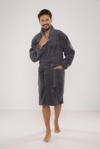 811 De Lafense pánský plyšový župan - šedý