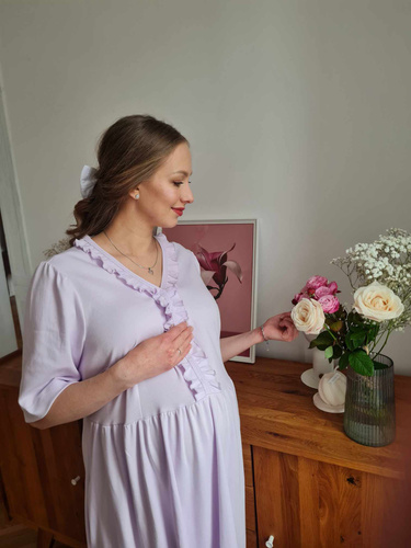 34NA Natalie Marija noční košile - 100% bavlna, těhotenská a kojící, s volánky