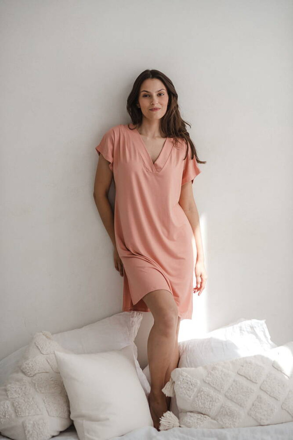 Moon bambusowa koszula nocna ciążowa i do karmienia Milk&Love herbaciana róża