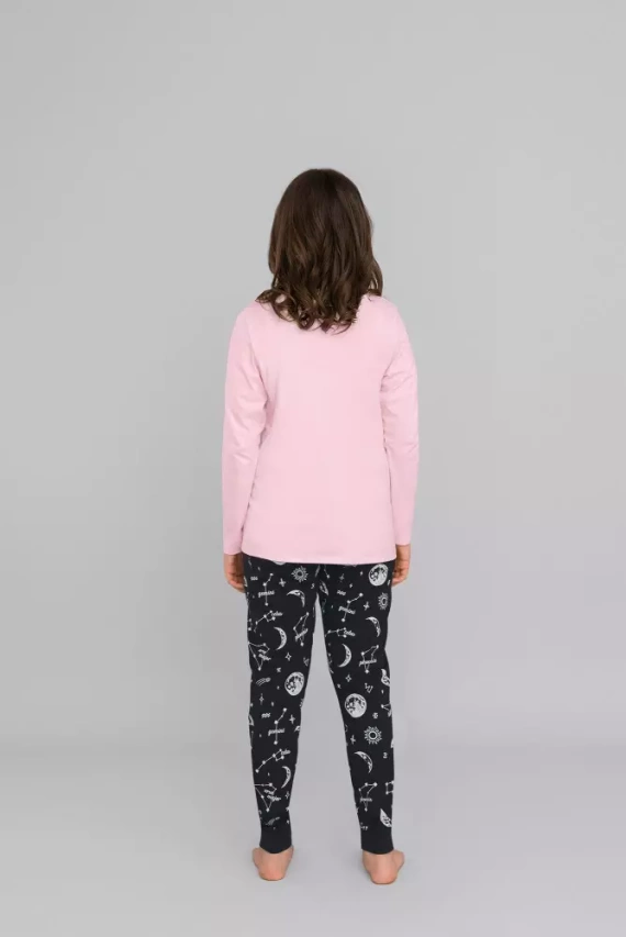 Umbra Dívčí pyžamo, dlouhý rukáv a kalhoty Italian Fashion- lososový/potisk