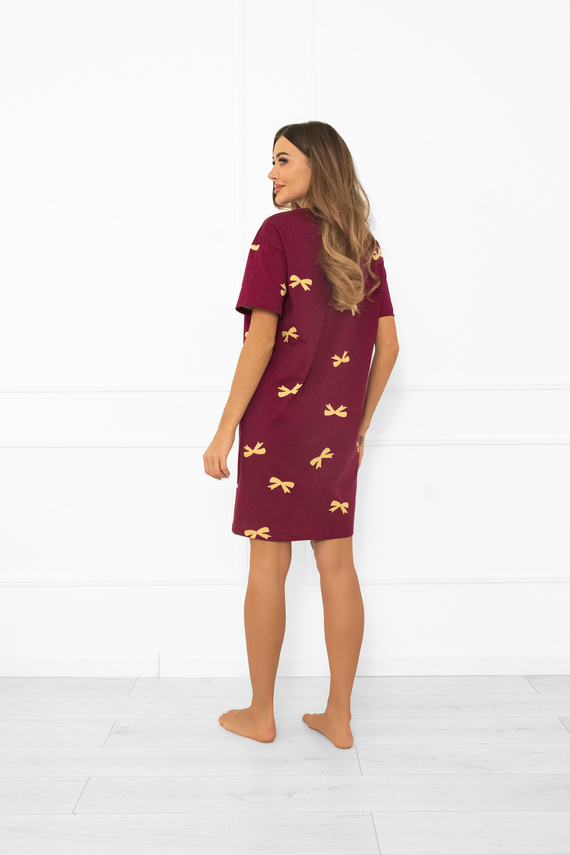 Kwadro Dámská noční košile Italian Fashion - bavlněná, s krátkým rukávem, s mašlemi