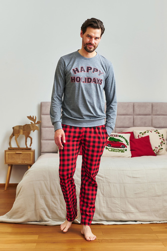 7344 Pánské tmavě šedé pyžamo Doctor Nap - 100% bavlna