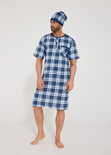 Cornette 109/37– pánská noční košile z 100% bavlny, krátký rukáv, knoflíky a kapsa