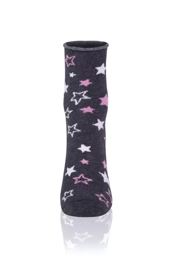 S143D Antilia Dlouhé ponožky Italian Fashion - tmavě melanžové/bílé/růžové