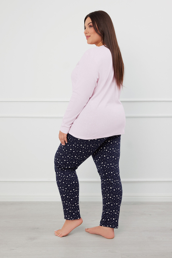 Libra Dámské pyžamo s dlouhým rukávem a kalhotami Italian Fashion - růžová/potisk