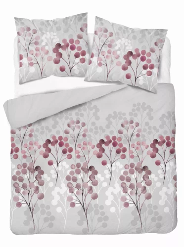 5223 B Pościel satynowa gałązki w odcieniach różu Detexpol szary