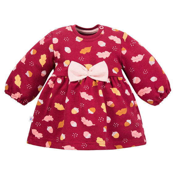 Fluffy Tails Dětské šaty Eevi - bordó, bavlna, dlouhý rukáv