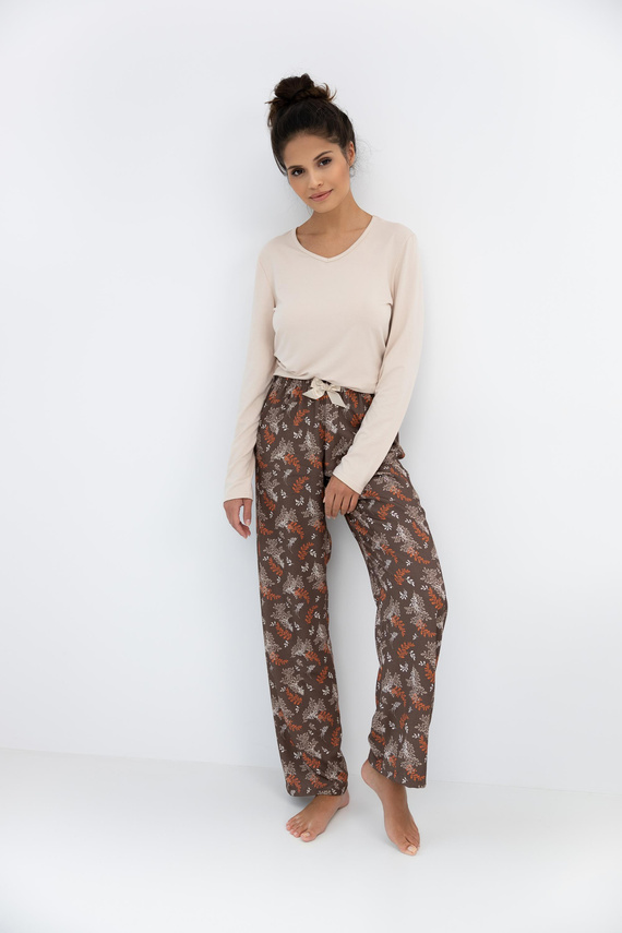 Dámské pyžamo Shelby Sensis - viskóza, tričko s dlouhým rukávem a vzorované kalhoty