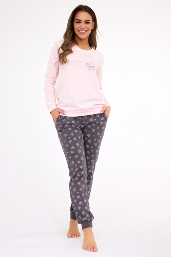 163/461 Snow Dámské pyžamo Cornette růžová bavlna, dlouhý rukáv | Pohodlí a zimní styl