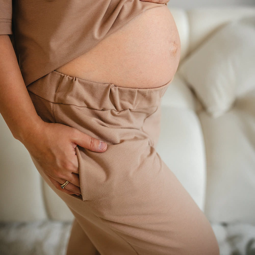 Eevi for Women Dámské tepláky béžové - volné, bavlna + modal, pohodlné