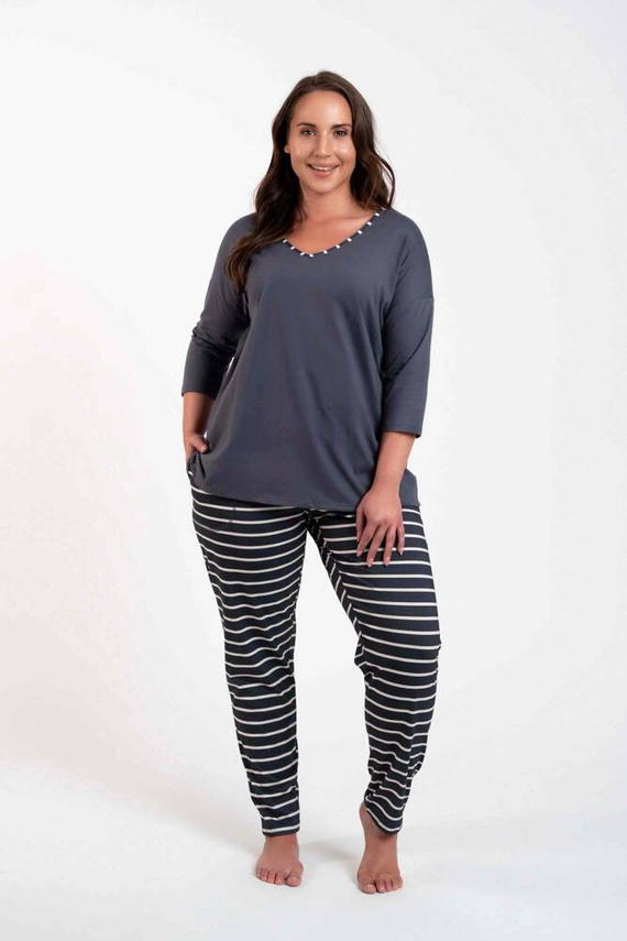 Betty Dámské pyžamo 3/4 rukáv, dlouhé kalhoty Italian Fashion - grafitový/grafitový potisk