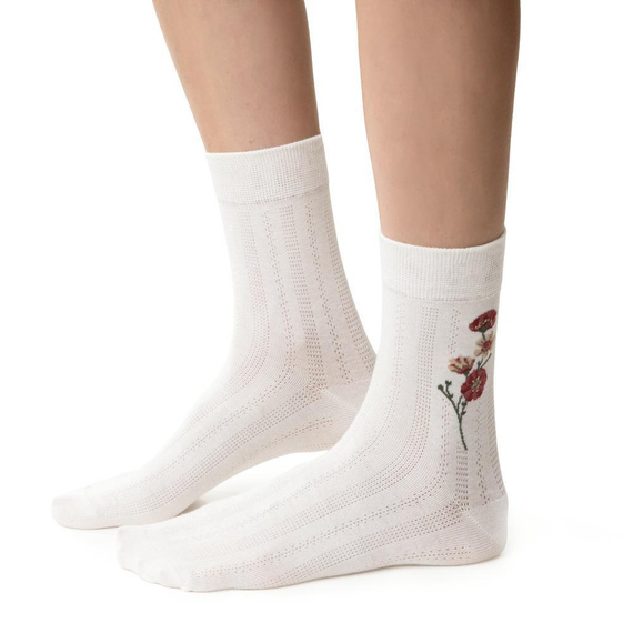 Dámské ponožky Steven Planet Earth art.017 ecru 041 - bavlna, vzory, pohodlí