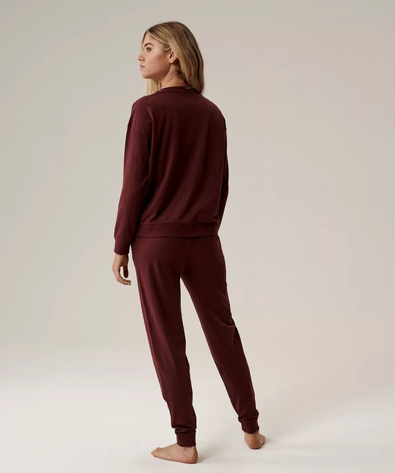 Dámské pyžamo Atlantic NLP-499 vínové - bavlněné, s dlouhým rukávem, pohodlné a stylové