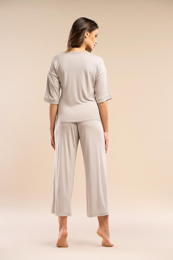 Dámské pyžamo MK34 Only You beige Belle Reverie - viskóza, krátký rukáv, lehké a smyslné